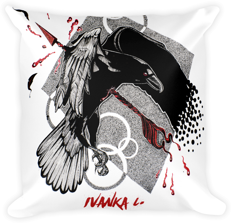 Crow Arrow Impact Square Print Pillow By Ivanka Collado - Duvet (1000x1000), Png Download