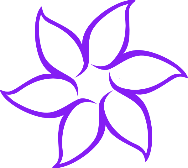 Purple Flower Outline Svg Clip Arts 600 X 536 Px (600x536), Png Download