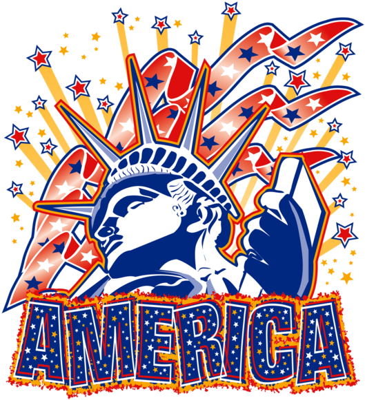 Statue Of Liberty With Fireworks T-shirt, Ap80002 (579x600), Png Download