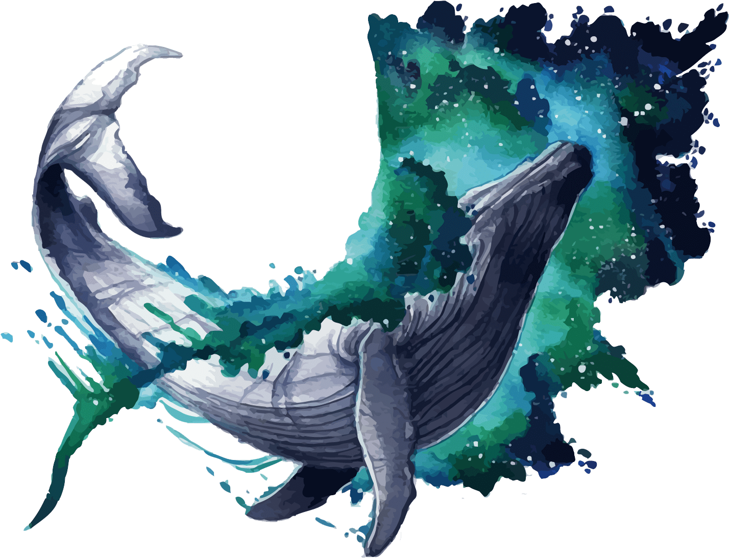 Blue Whale Ar - Illustration (1500x1209), Png Download