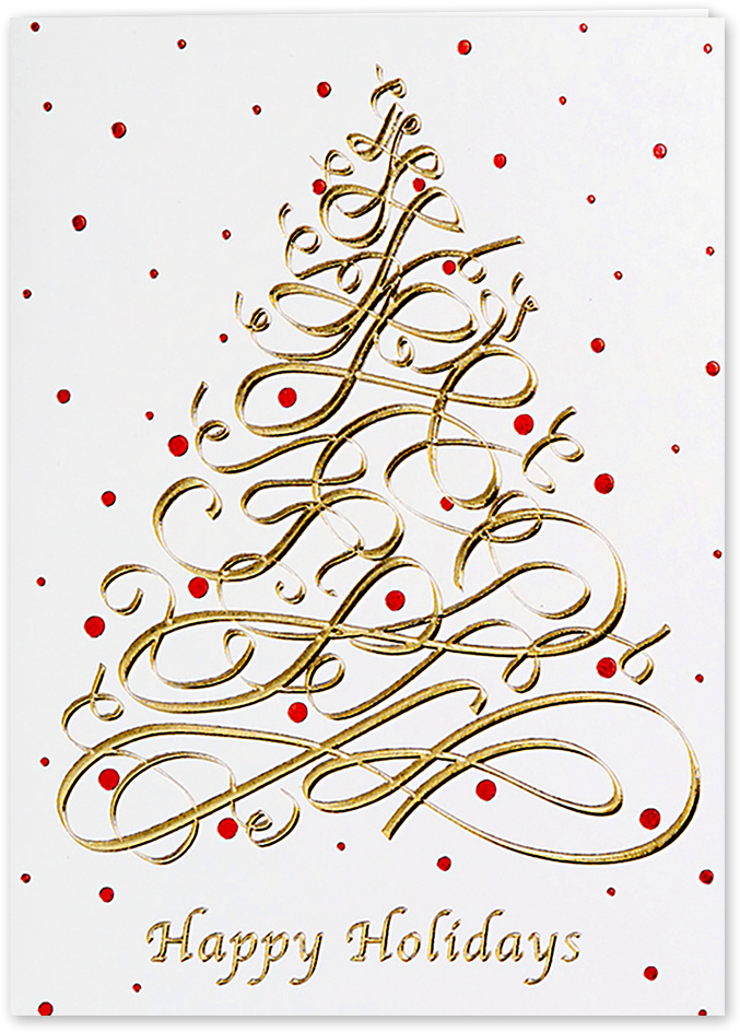 Picture Of Modern Tree Greeting Card - Happy Holiday Greetings (1200x1200), Png Download