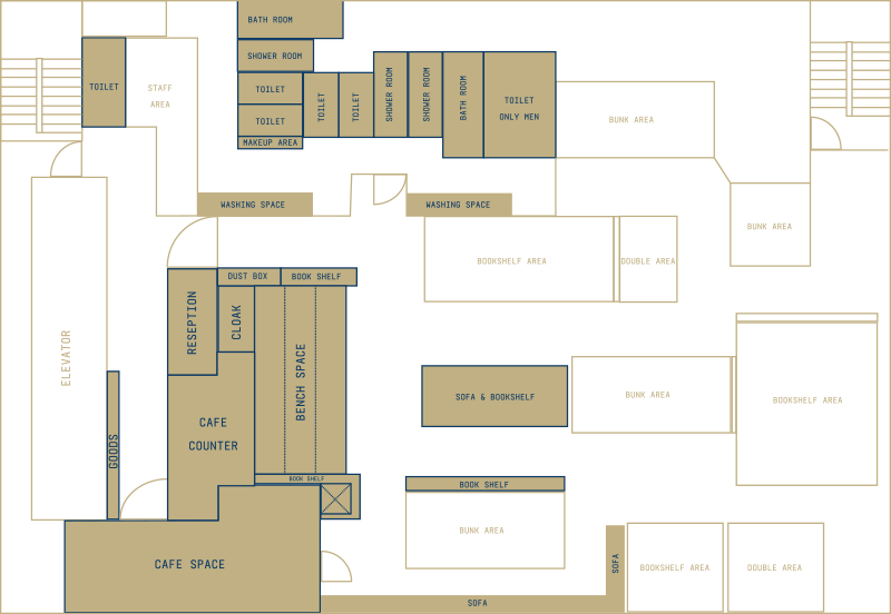 Bookshelf Combined With Guest Rooms And The Spacious - Floor Plan (800x552), Png Download