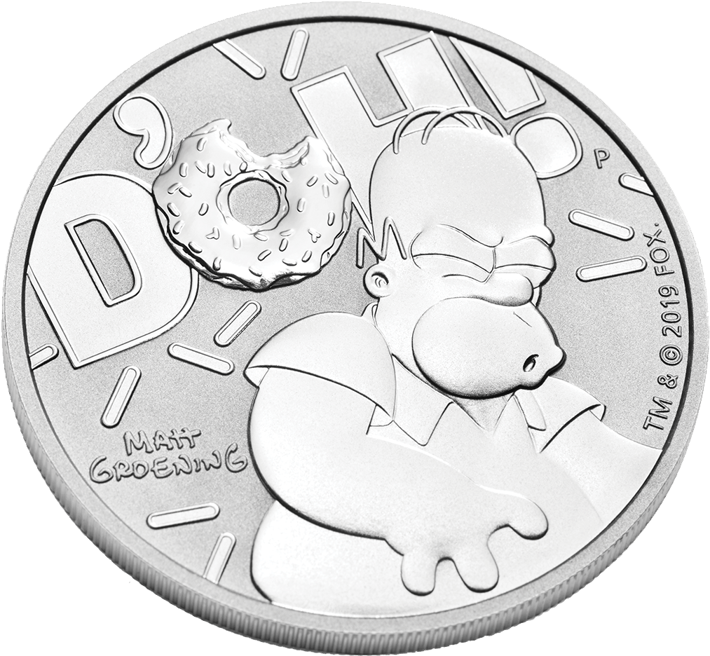 Ibtuv219110 4 - Homer Simpson Silbermünze (1024x1024), Png Download