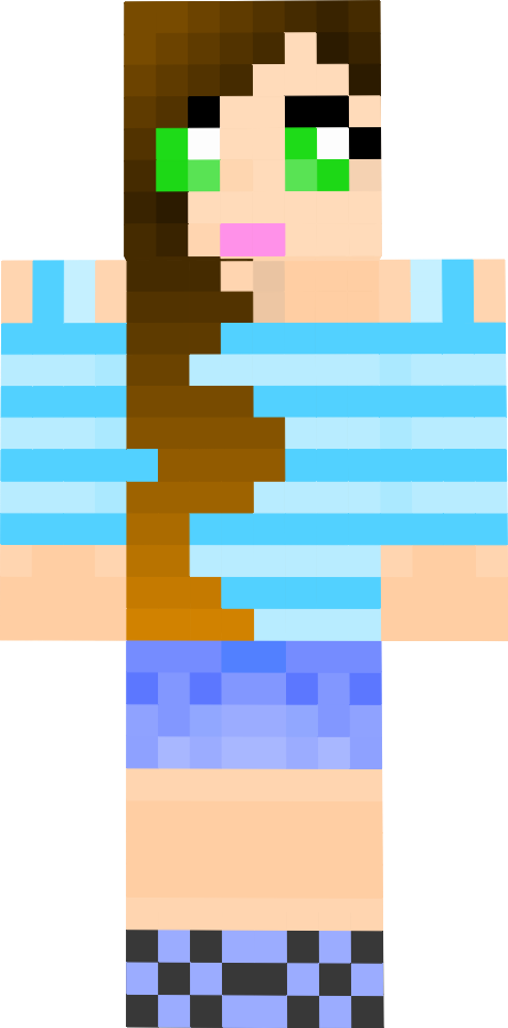 Girl Minecraft Skins With Brown Hair /girl Blue Brown - Clip Art (460x930), Png Download