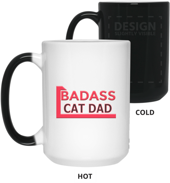 Cat Lover Gift Badass Cat Dad Color Changing Mug 11 - Mug (600x600), Png Download