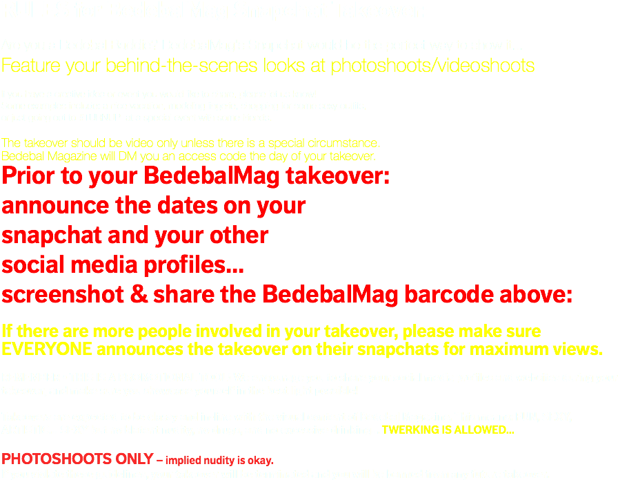 Rules For Bedebalmag Snapchat Takeover - Document (899x702), Png Download
