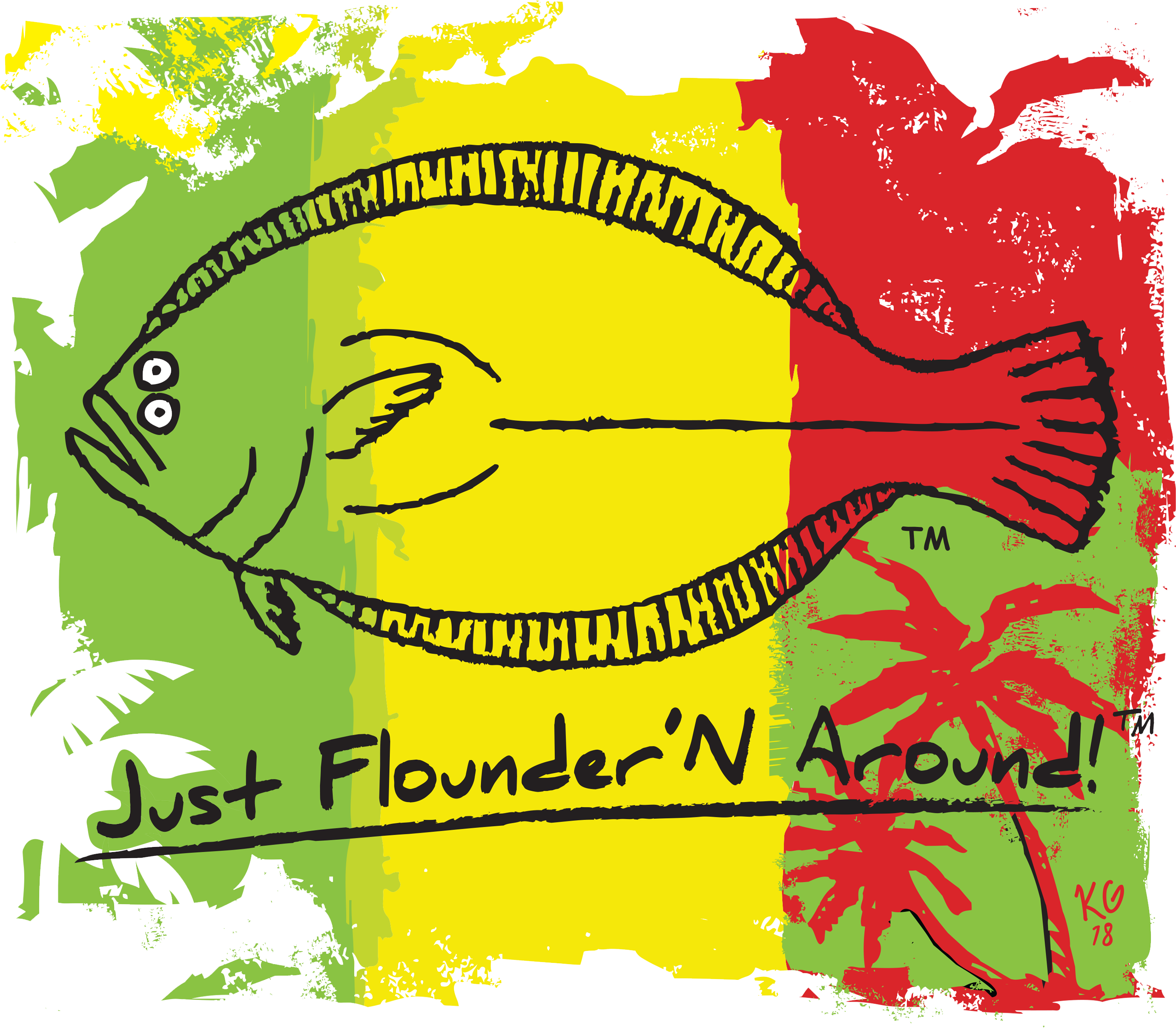 Rasta Flounder Short Sleeve T Shirt - Illustration (3000x3000), Png Download