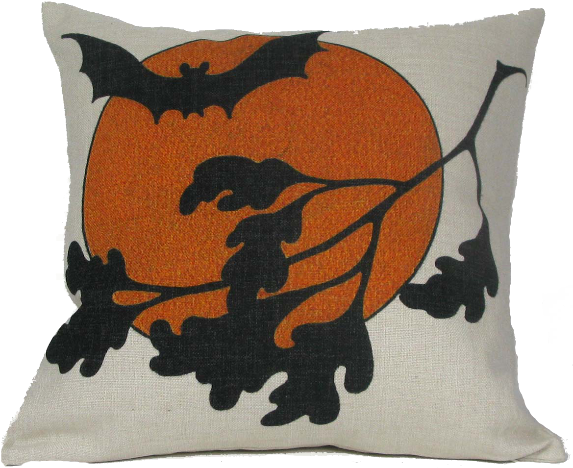 Halloween Bat Throw Pillow 18 X - Halloween Black And White Bats Clip Art (1200x1200), Png Download