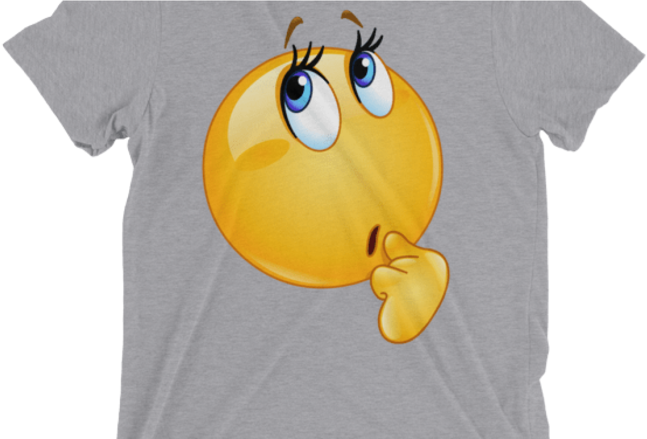 Funny Wonder Female Emoji Face T Shirt Women's Thinking - Wondering Emoji (1368x855), Png Download