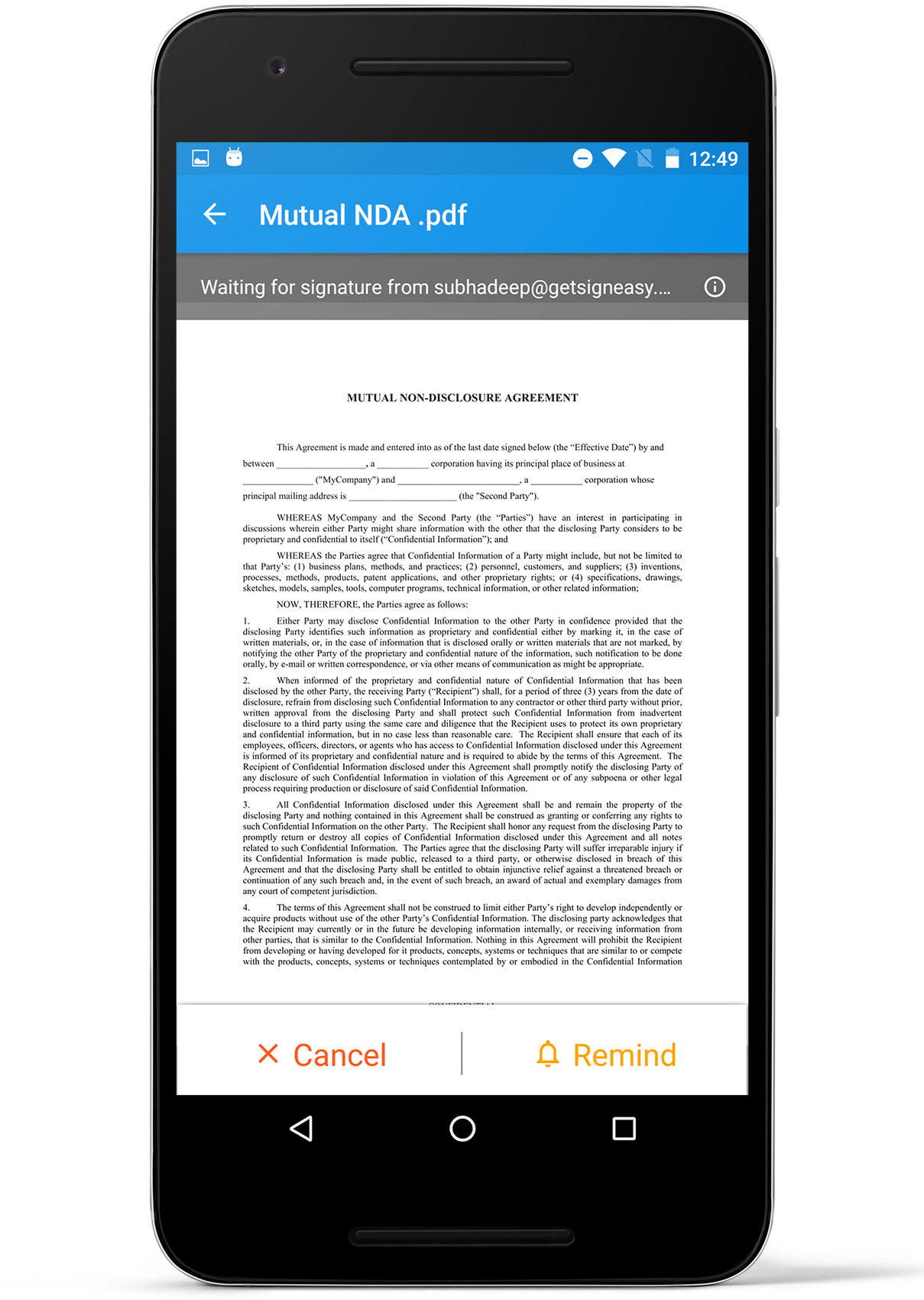 Your Signer Will Receive A Friendly Email Reminder - Xero Mobile App Dashboard (1990x1990), Png Download