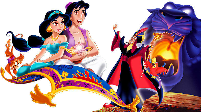 Princess Jasmine Genie Cartoon - Jasmine Aladdin Magic Carpet (800x450), Png Download