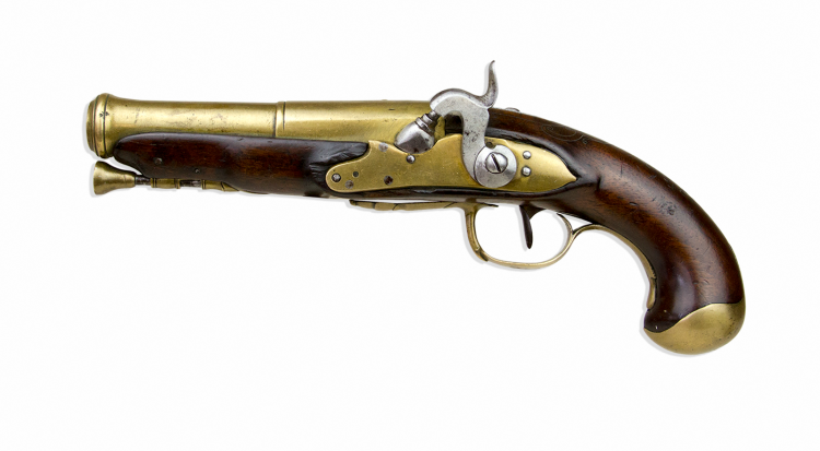 French Musket Bore Percussion Left Handed Lock 'marine' - Firearm (750x413), Png Download