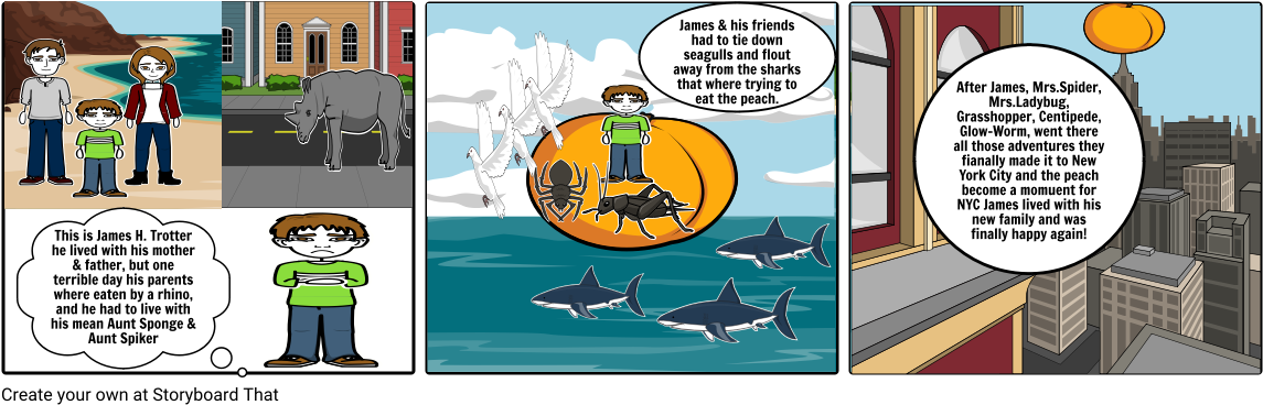 James And The Giant Peach Storyboard By - Cartoon (1164x385), Png Download