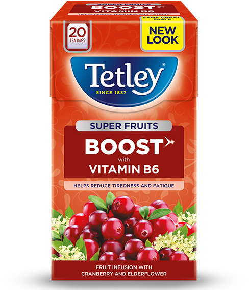 Super Fruits Cranberry & Elderflower - Tetley Super Green Tea (635x570), Png Download