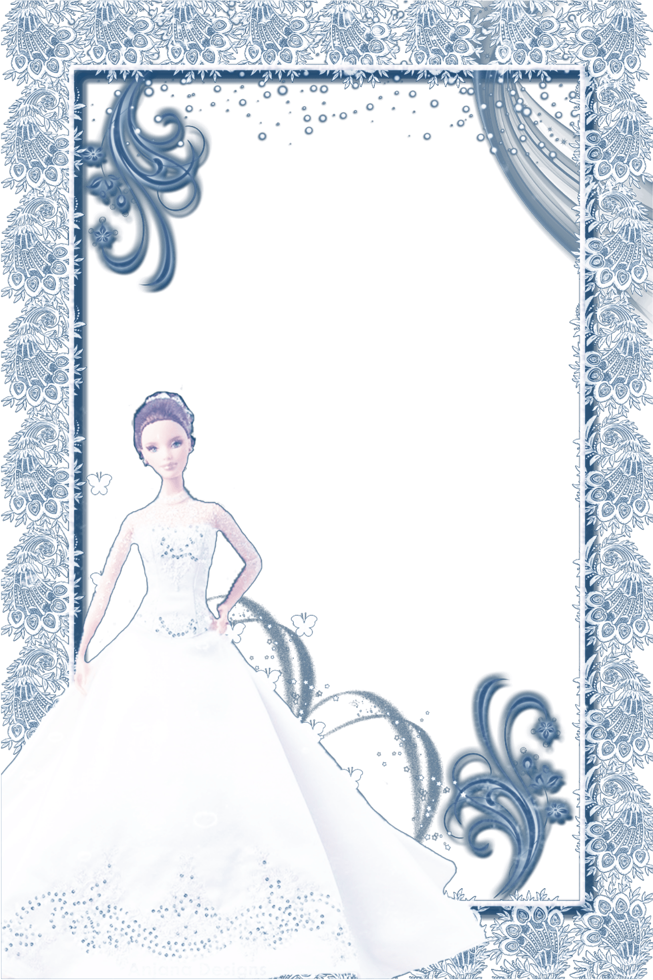 Mq Blue Barbie Frame Frames Border Borders Glitter - Illustration (2289x2289), Png Download