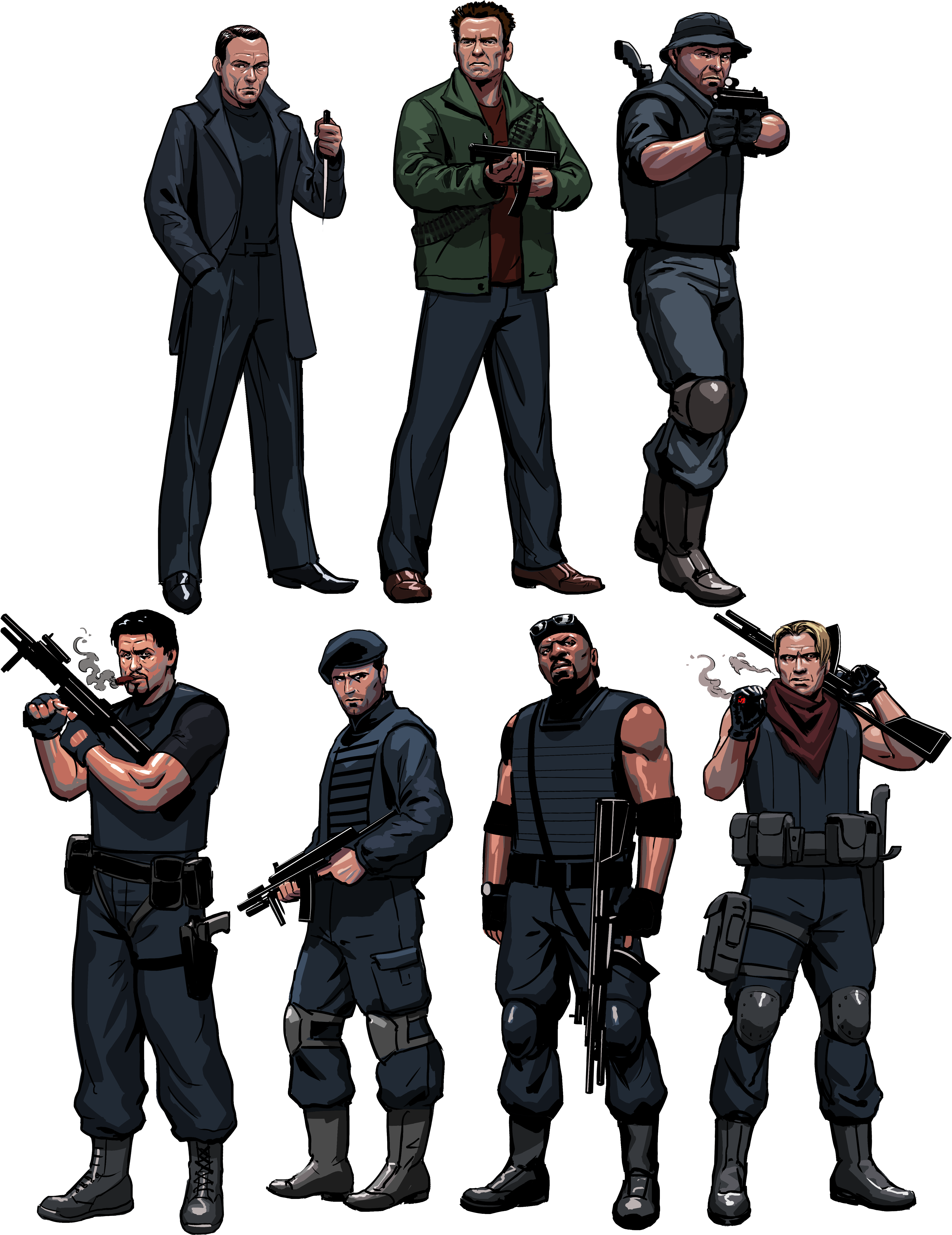 Jean Claude Van Damme, Arnold Schwarzenegger, Randy - Infantry (5000x6300), Png Download