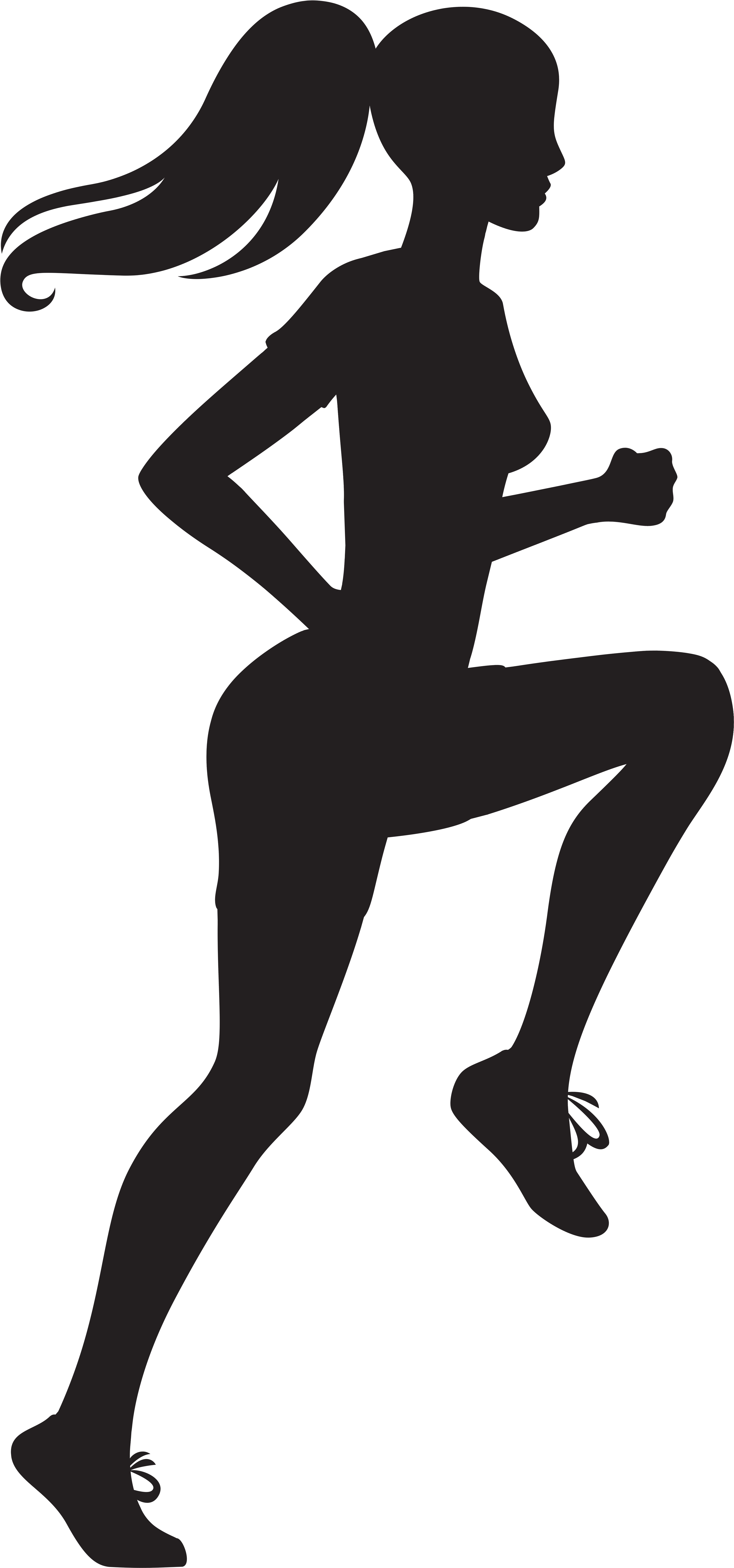 Running Woman Silhouette Transparent Image - Athletics Sports Clip Art (3815x8000), Png Download