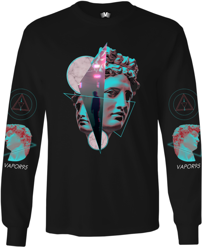 Long Sleeve Graphic Tee - Art (700x875), Png Download