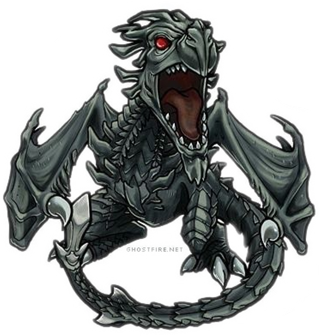 Chibi Sticker - Skyrim Dragons Chibi (1024x1076), Png Download