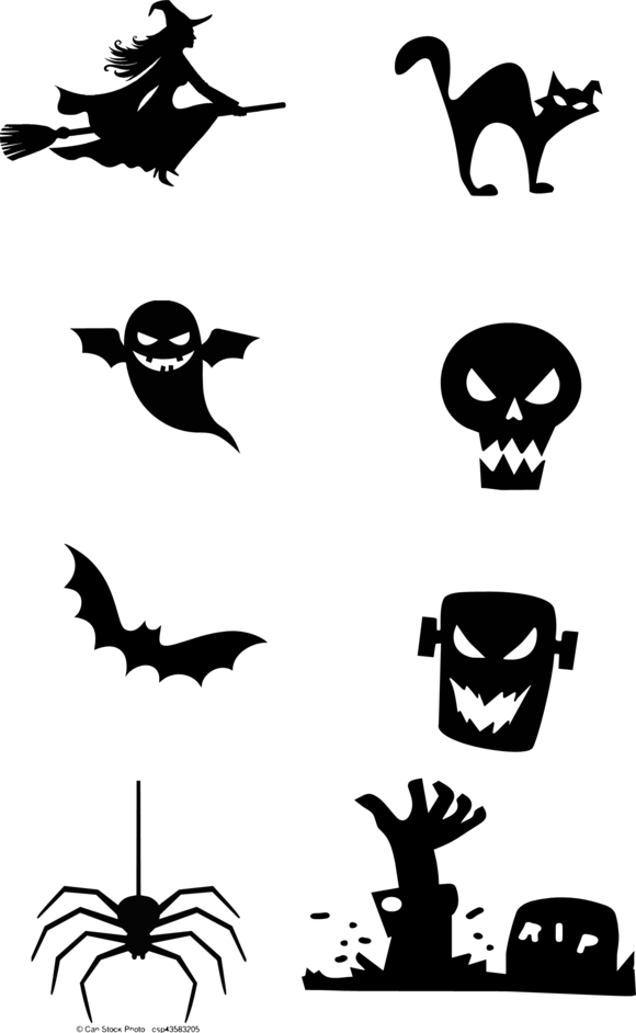 *halloween* Windshield Corner Decals - Silhouette (580x942), Png Download