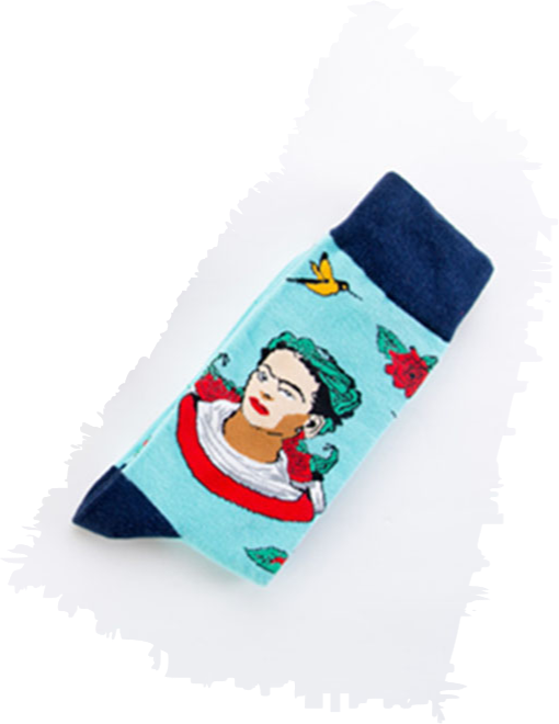 Frida Kahlo- Blue Tones Socks - Sock (510x660), Png Download