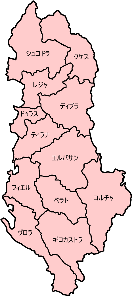 Albania Counties Japanese - Albania Map Png (500x1056), Png Download