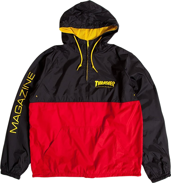 Thrasher Windbreaker Red Black (558x600), Png Download
