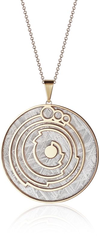 Meteorite Crop Circle Fracture Pendant In Yellow Gold - Locket (1000x1000), Png Download