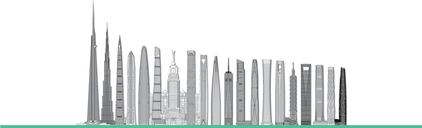 100 Tallest Buildings - Tower Block (1600x744), Png Download