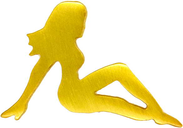 Girl Silhouette Pin, Gold (600x600), Png Download