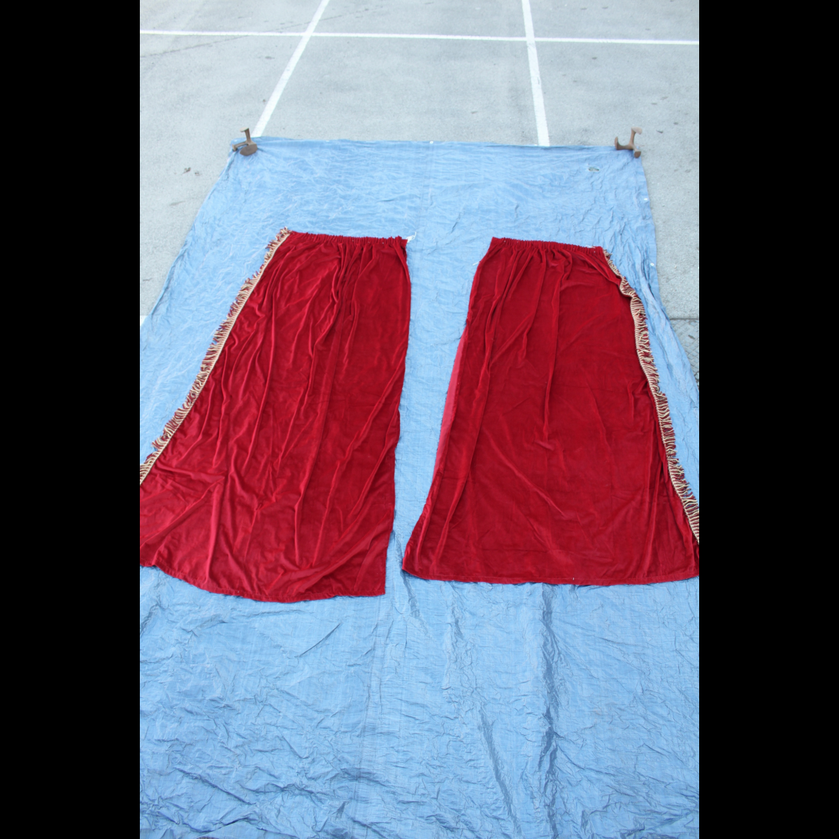 Red Velvet Curtains X2 Pairs -various Sizes - Denim (1200x1200), Png Download