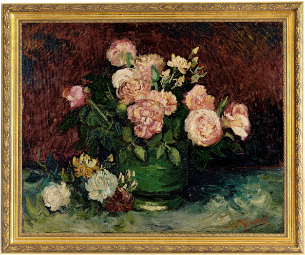 Dutch Art Reproductions Roses And Peonies In A Beautiful - Van Gogh: Roses, 1886 (700x700), Png Download