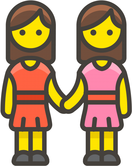 Two Women Holding Hands Emoji - Emoji De Dos Mujeres (866x650), Png Download