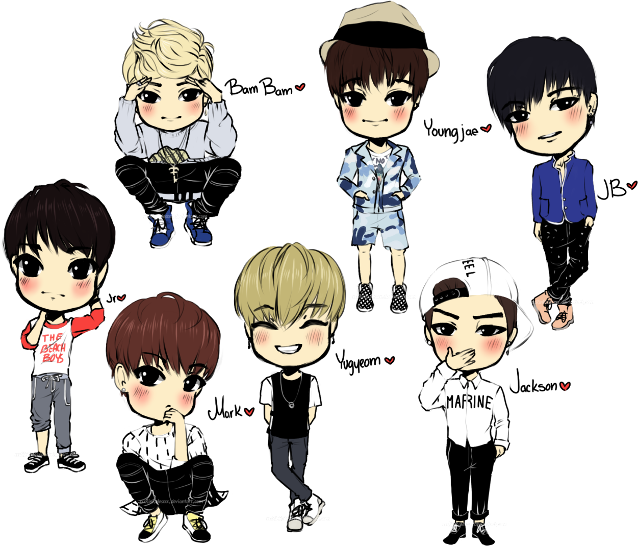 “ Another Got7 Fanart That I Started A While Ago But - Got 7 Chibi (1280x1097), Png Download