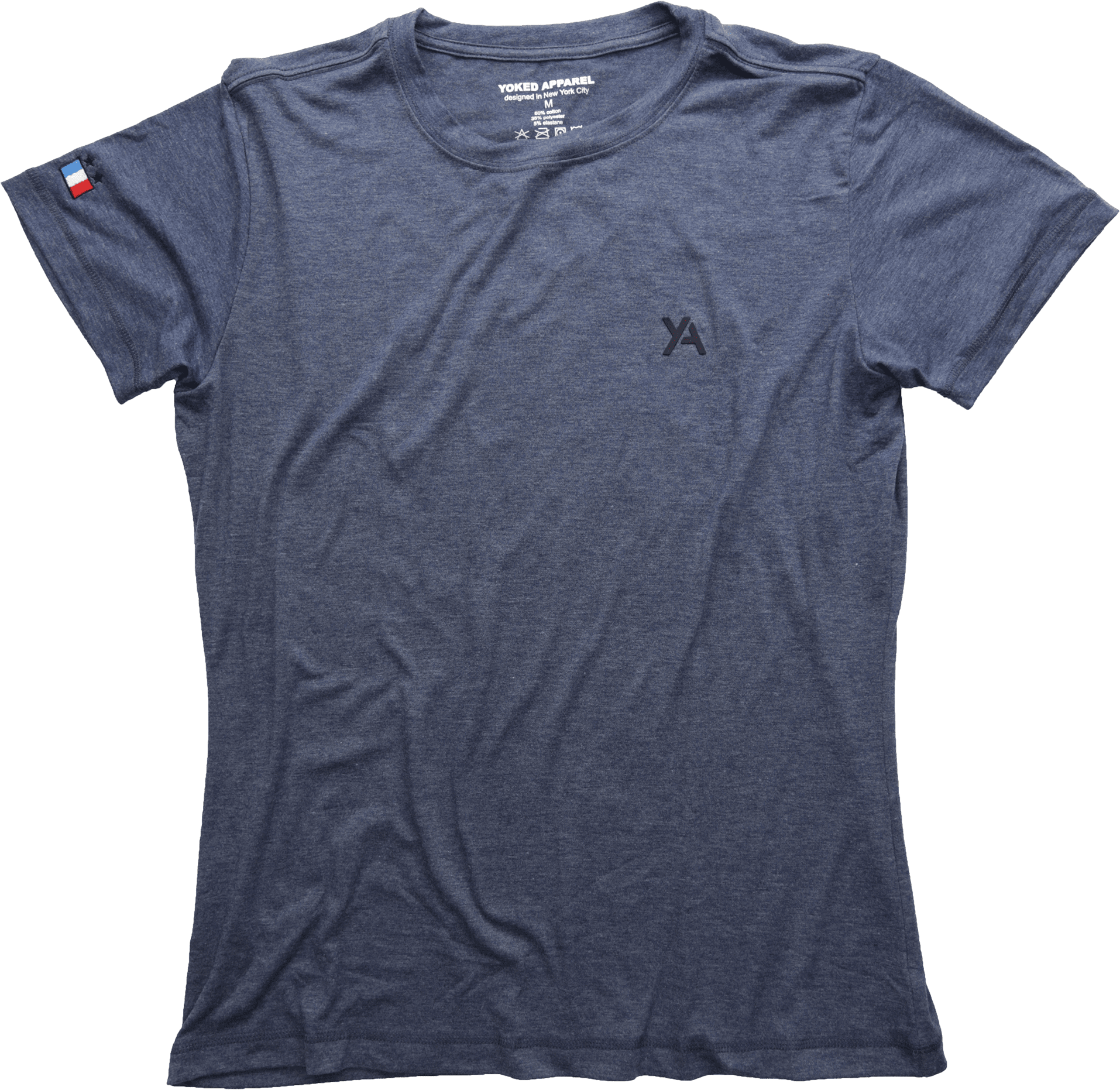 Navy Blue Slim Fit T-shirt Laid Flat With French Flag - Active Shirt (2200x2200), Png Download