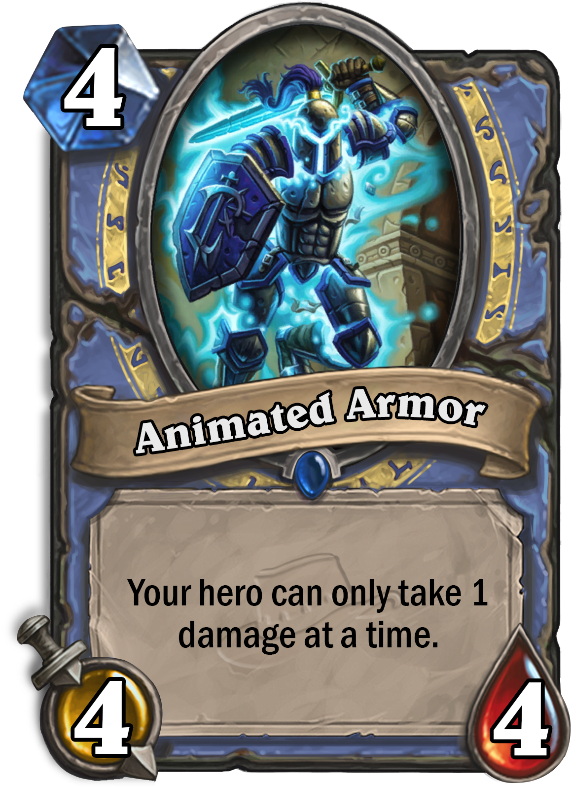 Animatedarmor Enus - Hearthstone Can Only Take 1 Damage (1329x1752), Png Download