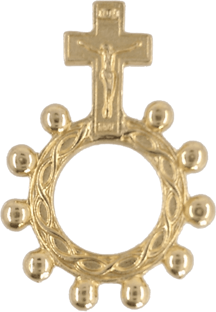 Gold Tone Finger Rosary With Crucifix Png Finger Rosary - Basque Ring Rosary (848x1240), Png Download