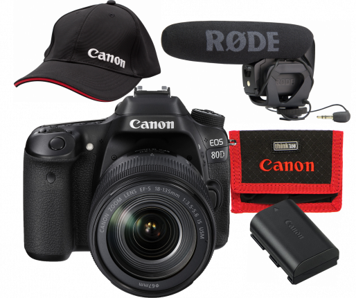 Download Canon 80d Dslr Camera Png Transparent Images - Canon Eos 80d Dslr 18-135mm Usm Lens Kit (514x430), Png Download