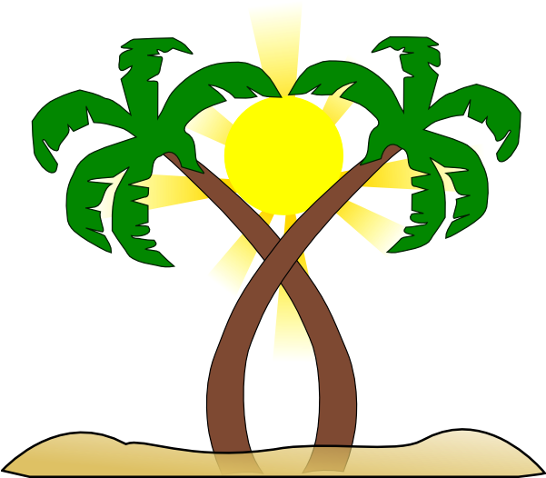Double Palm Beach Clip Art At Clker - Beach Clip Art (600x544), Png Download