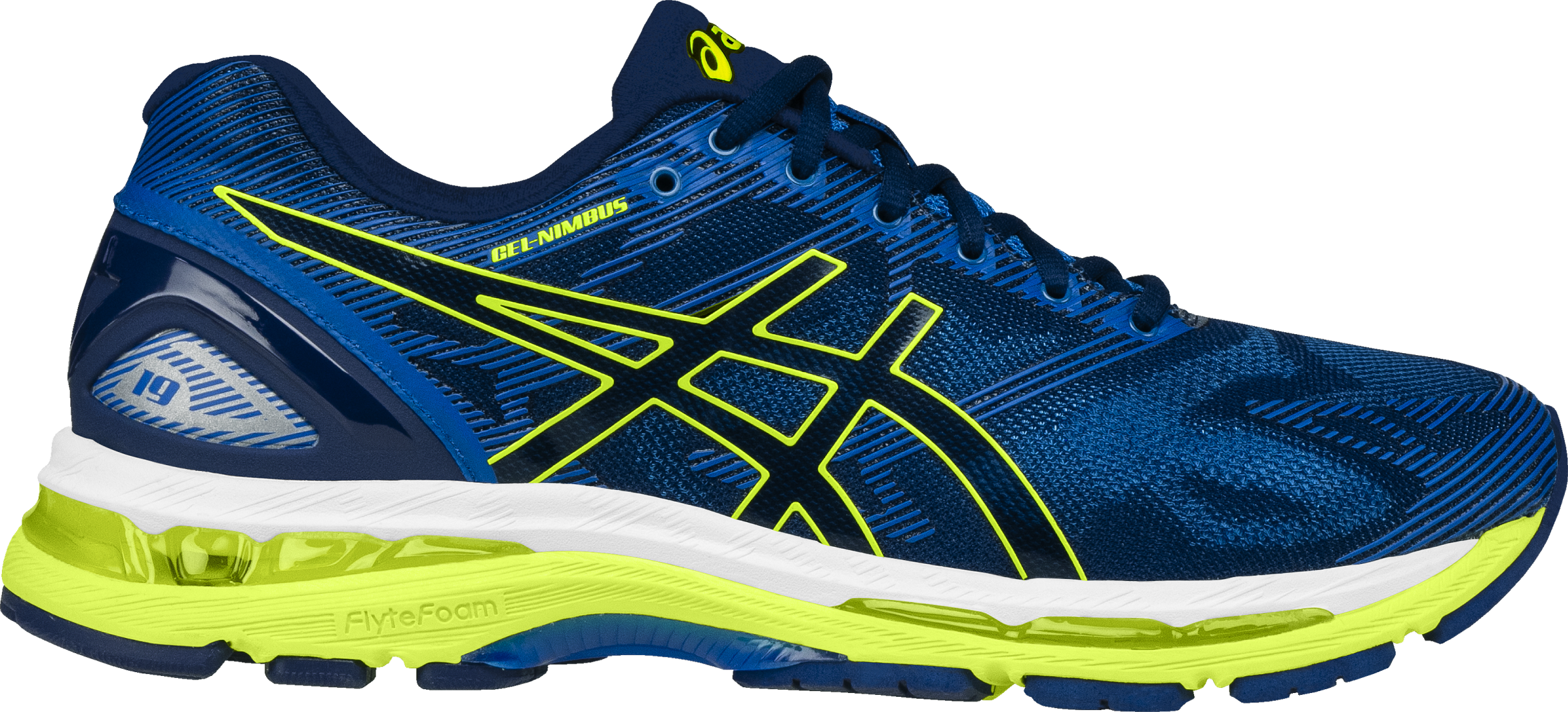 Asics' New Gel-nimbus 19 Delivers Improved Lightweight - Asics Gel Running Shoes For Mens (2474x1125), Png Download