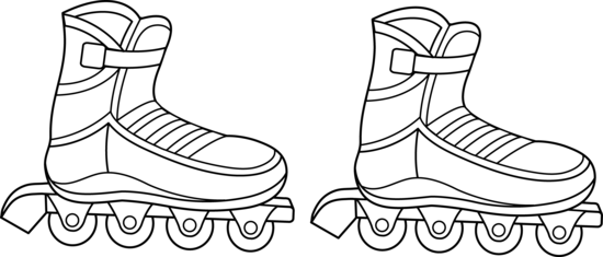 Rollerblades Colorable Line Art Free Clip - Roller Skates For Coloring (550x235), Png Download