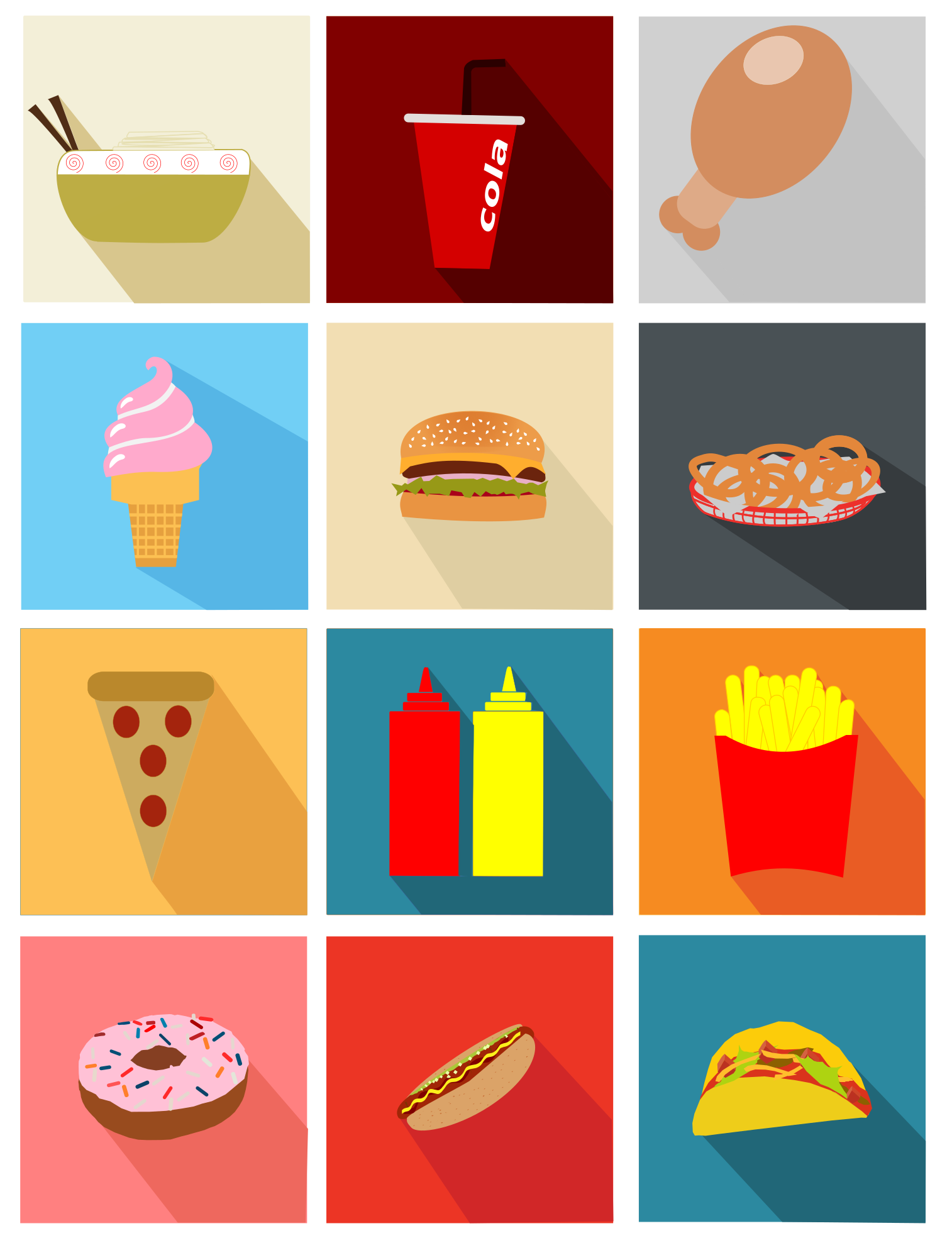 This Free Icons Png Design Of Fast Food Long Shadow (1697x2400), Png Download