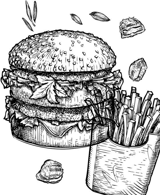 Liverpool Cafe - Food Sketch Transparent (560x684), Png Download