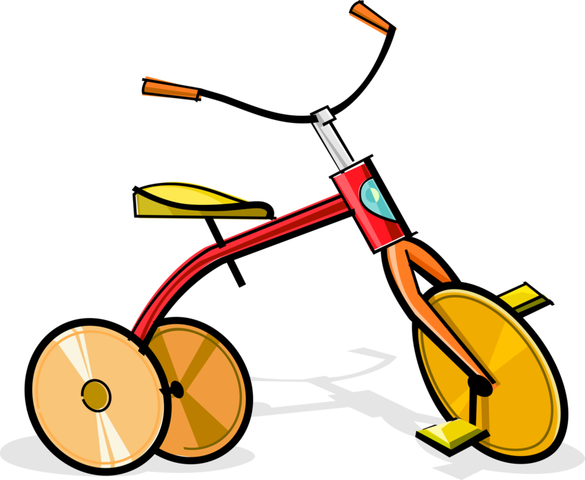Vector Illustration Of Child's Tricycle Riding Bike (853x700), Png Download