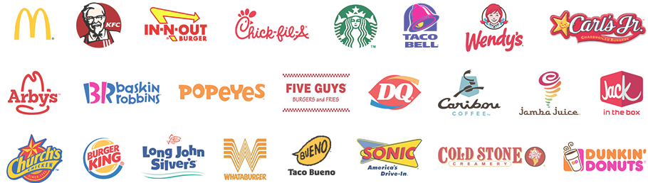 Receive Surveys When You Visit Fast Food Brands Like - Fast Food Restaurant Brands (957x258), Png Download