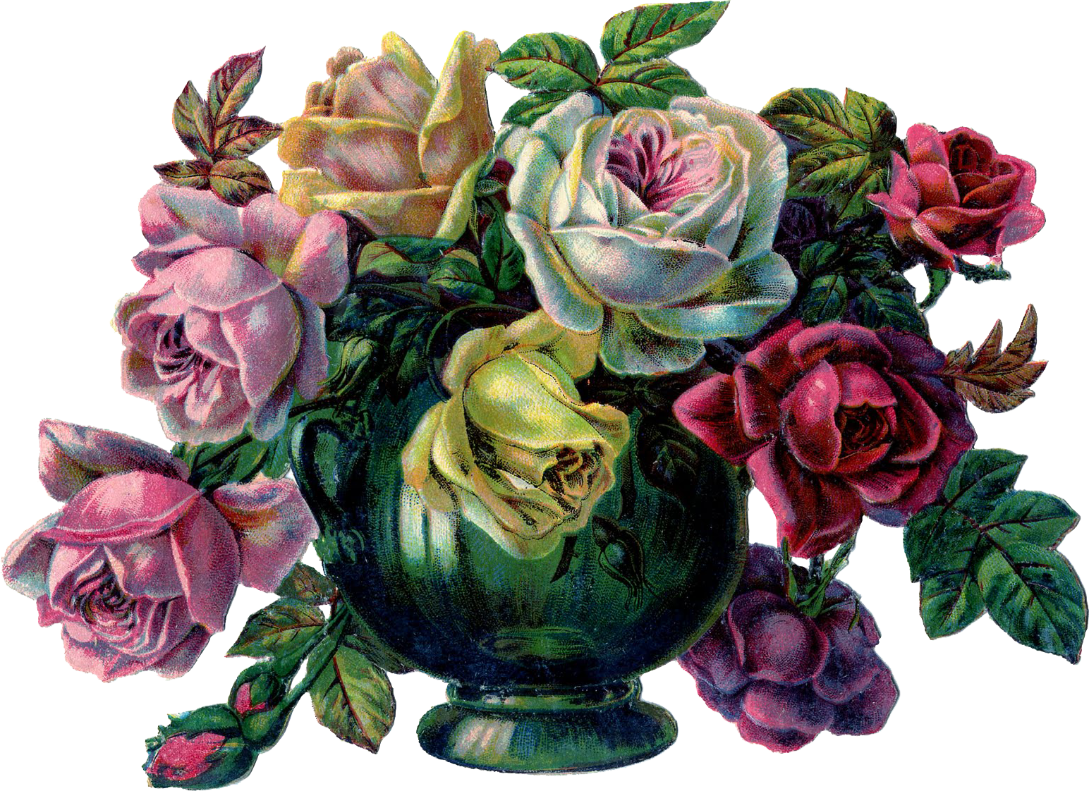Download Vase With Roses In Png Format - 3drose Llc Lsp 34738 2 Red Pink Purple Roses In Green (1544x1122), Png Download