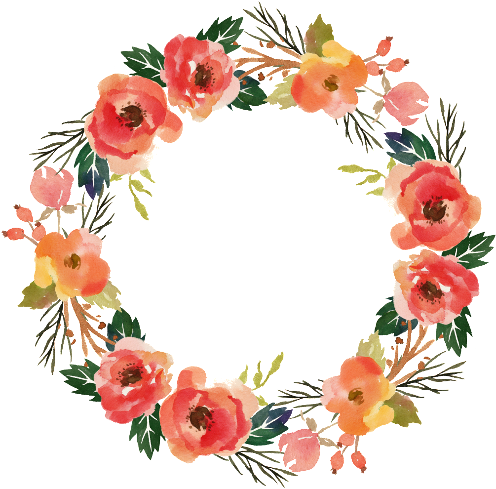 Big Flower Wreath Watercolor Transparent Decorative - Personalized Tote, Bridesmaid Gift, Wedding Favor, (1024x1005), Png Download