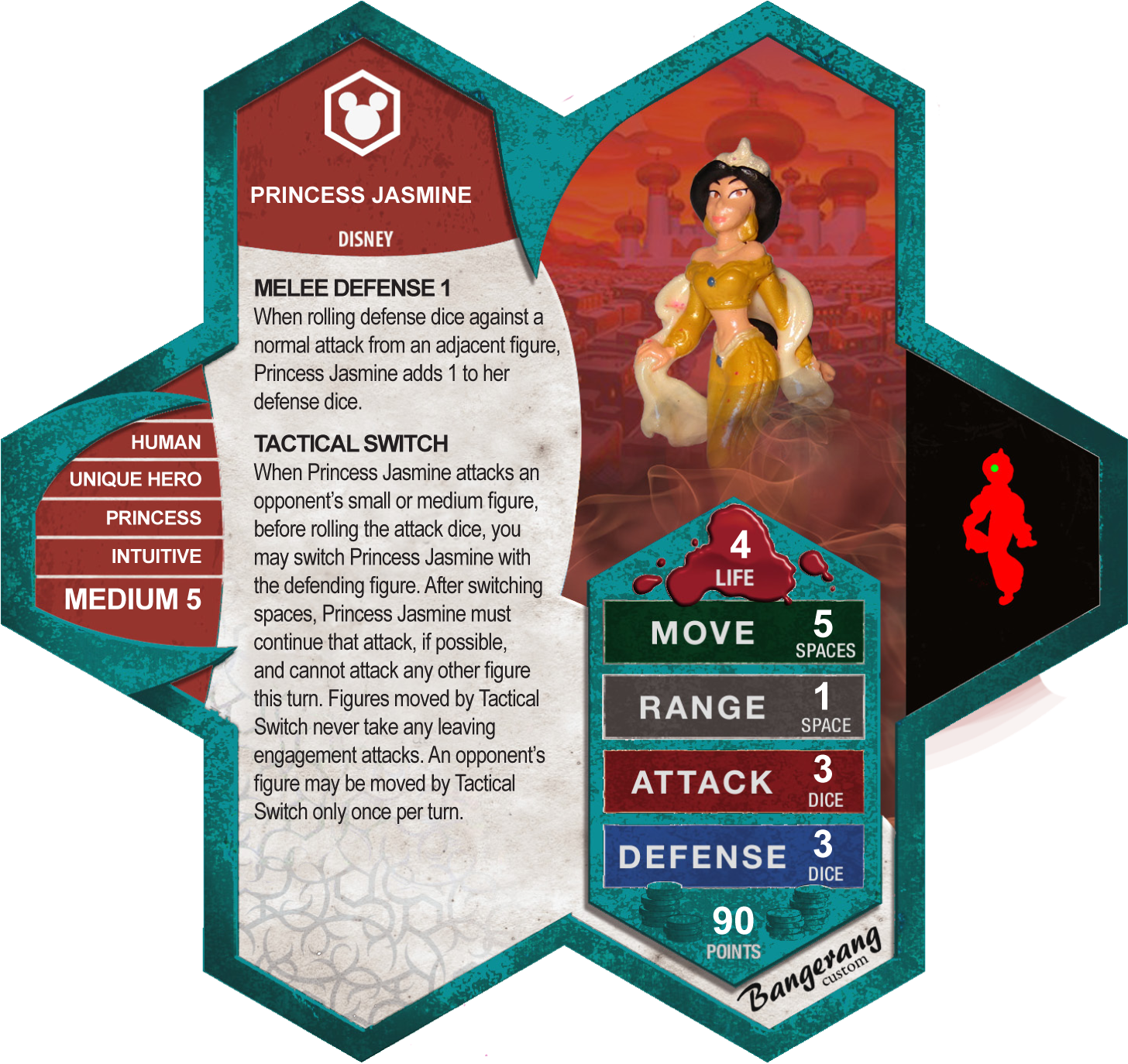 The Book Of Princess Jasmine Bangerang Disney Custom - Heroscape Cards (1467x1377), Png Download