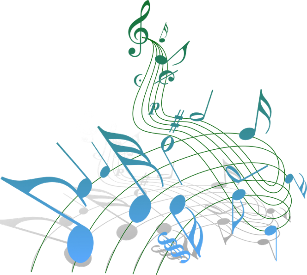 Free Colourful Musical Notes Png - Blue And Green Music Notes (980x878), Png Download