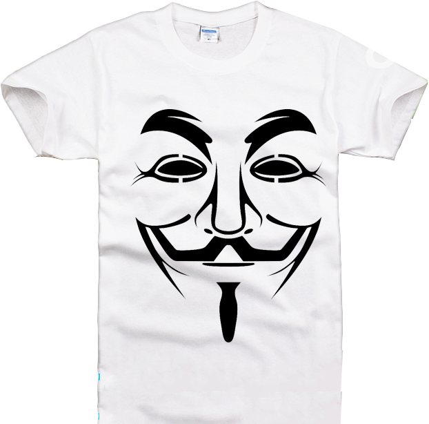 Guy Fawkes Anonymous Face T-shirt Larger Image - Anonymous Mask T Shirt (636x639), Png Download
